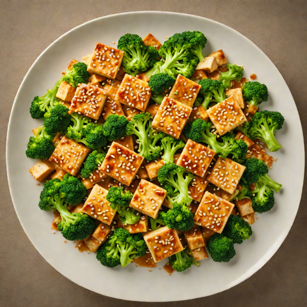 Vegetarian Stir-Fried Tofu with Ginger-Sesame Broccoli
