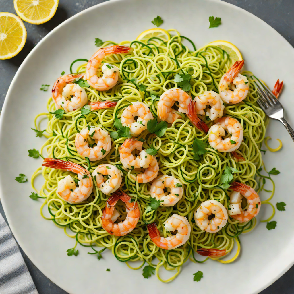 Sautéed Shrimp and Zucchini Noodles with Lemon-Cilantro Dressing
