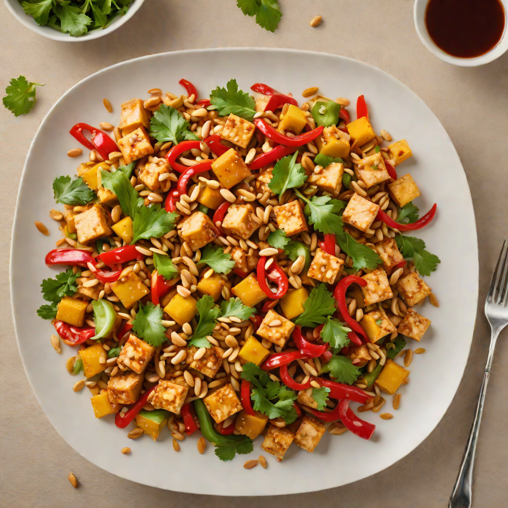 Sichuan-Style Spicy Tofu Stir Fry with Peanuts and Bell Peppers