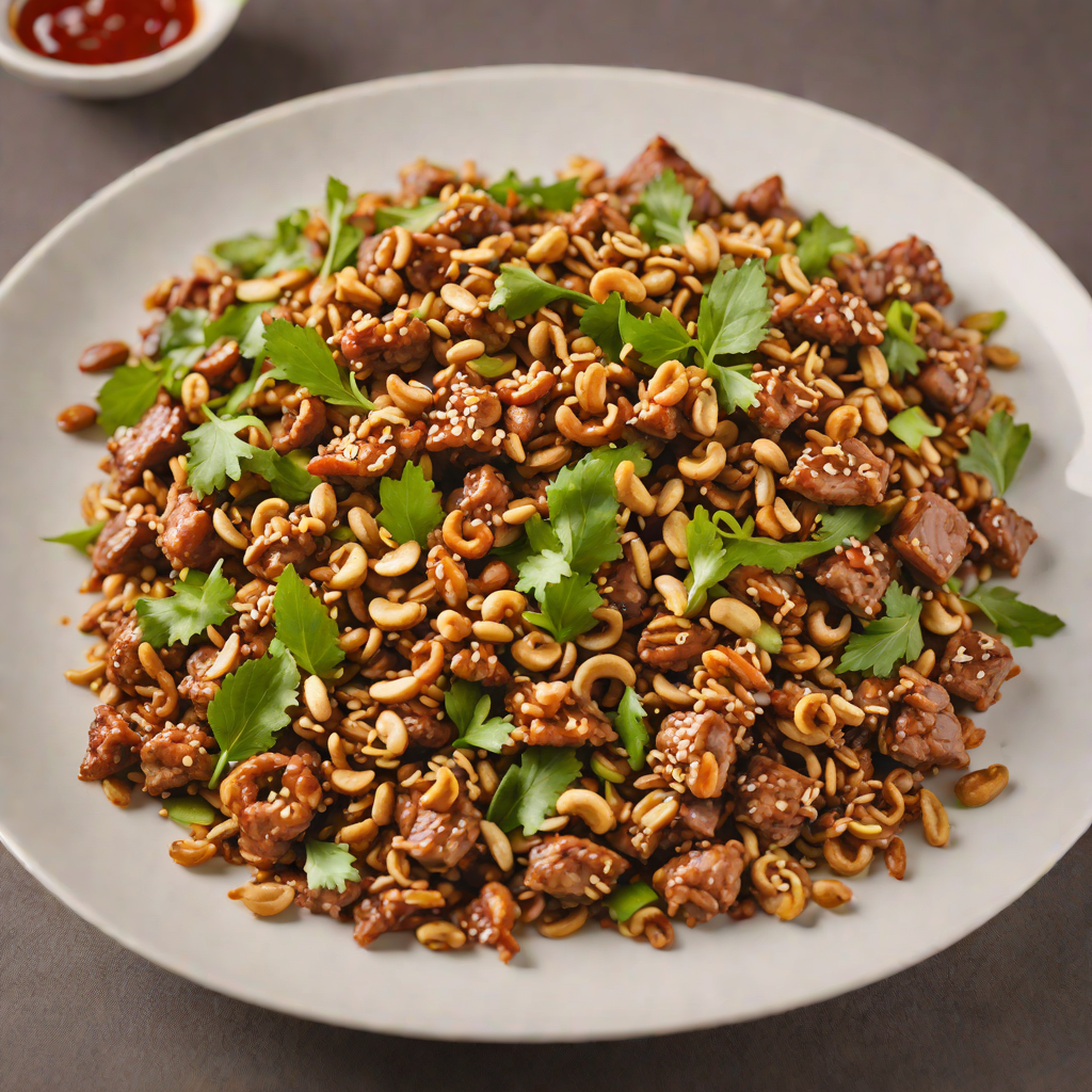 Spicy Szechuan Stir-Fried Pork with Crispy Peanuts