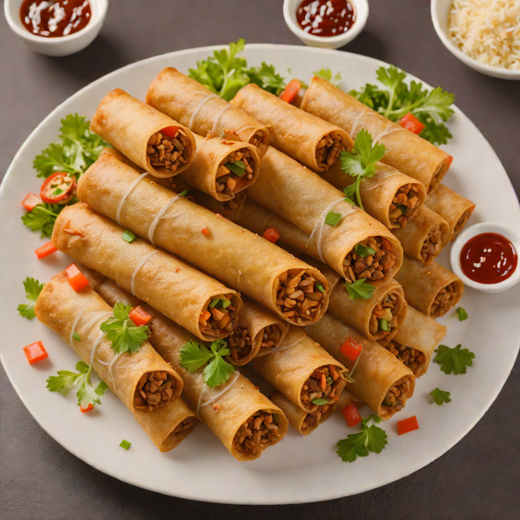 Crisp Pan-Fried Lumpia with Ground Pork and Vegetables