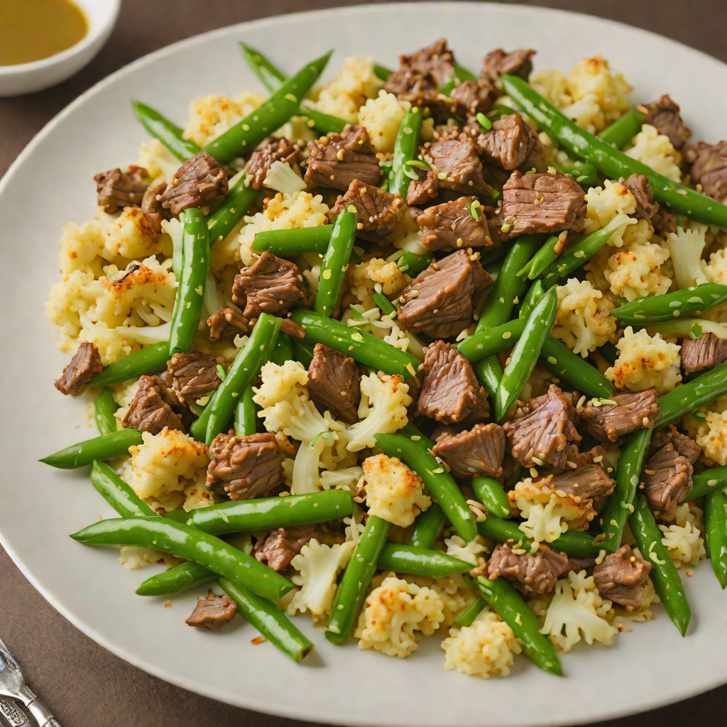 Beef and Cauliflower Stir-Fry with Ginger and Green Beans