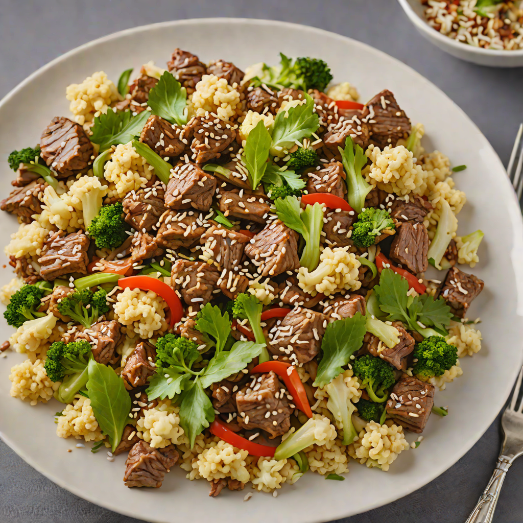 Beef and Cauliflower Stir-Fry with Garlic and Sesame
