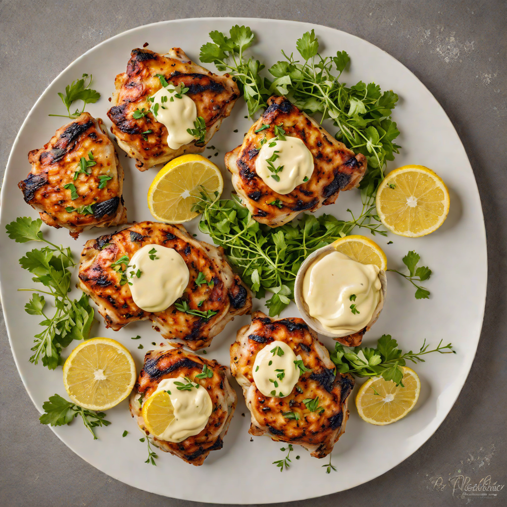 Grilled Lemon-Thyme Chicken Thighs with Garlic Aioli