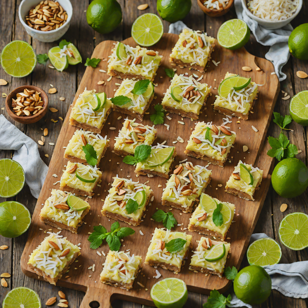 No-Bake Coconut Lime Bars with Toasted Almond Crust