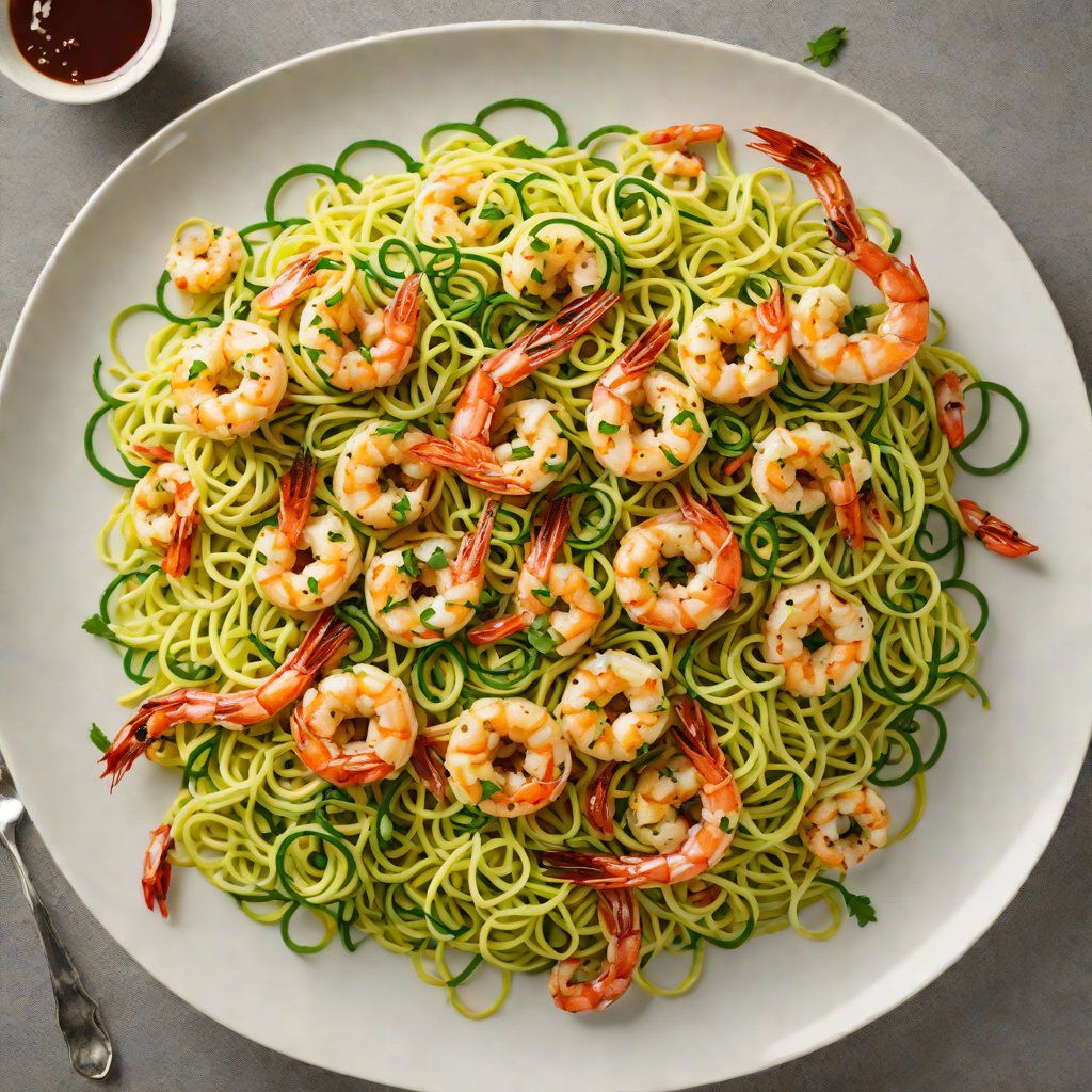 Zucchini Noodles Stir-Fried with Garlic Shrimp