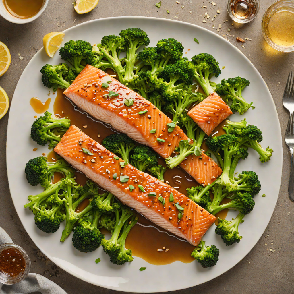 Sheet Pan Honey-Ginger Glazed Salmon with Roasted Broccoli