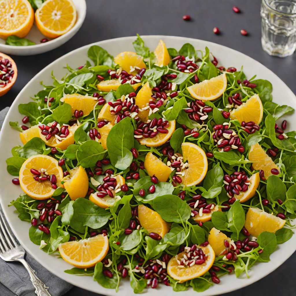 Citrus-Pomegranate Bitter Greens Salad with Walnut Vinaigrette