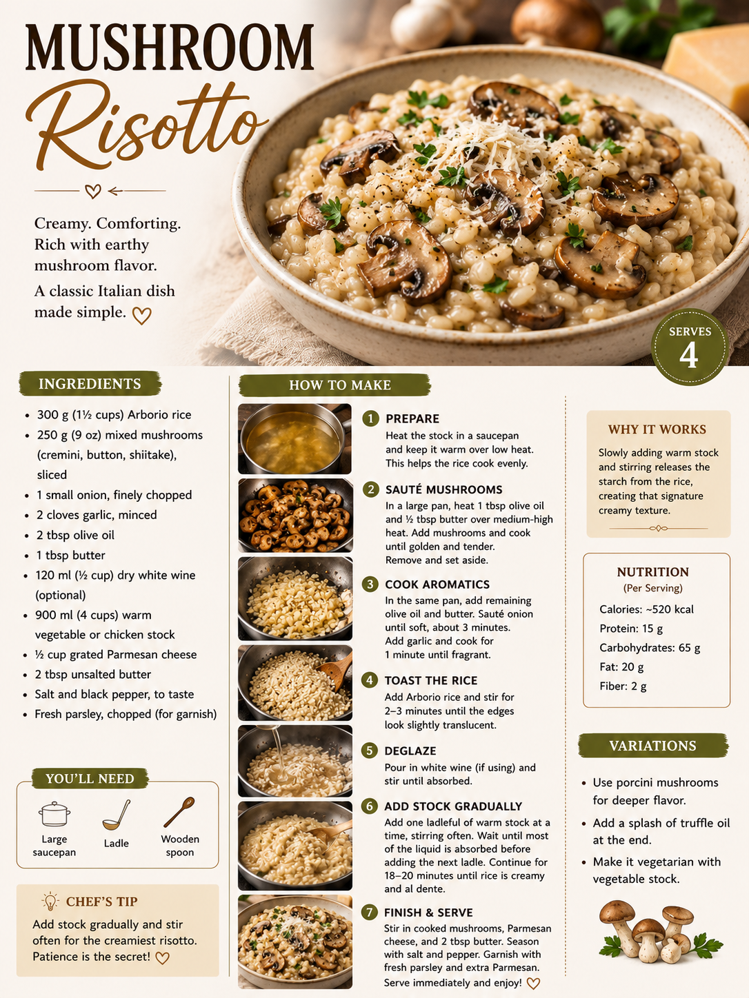 Creamy Mascarpone and Mushroom Risotto