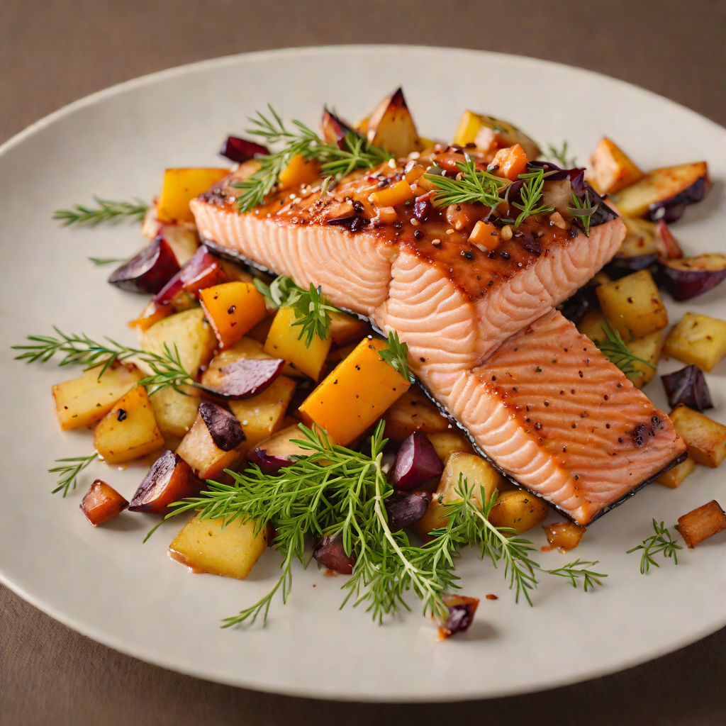 Maple-Glazed Salmon with Roasted Canadian Root Vegetables