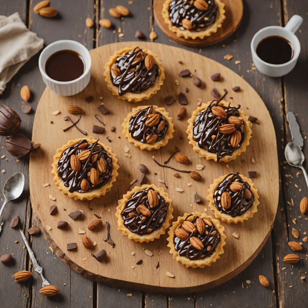 Mini Espresso Almond Tarts with Dark Chocolate Drizzle