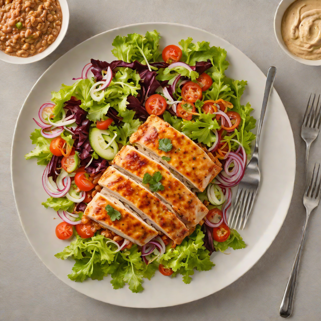 One-Pan Chipotle Chicken with Refried Beans and Garden Salad