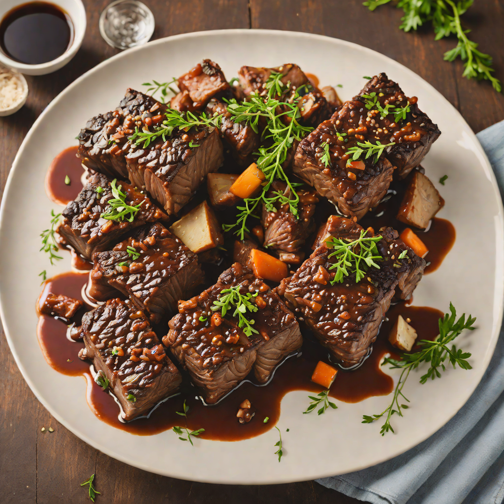 Red Wine-Braised Beef Short Ribs with Garlic and Thyme