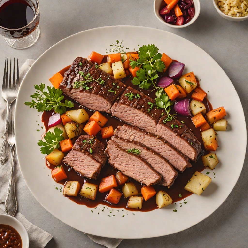 Slow-Cooked Beef Brisket with Red Wine and Root Vegetables