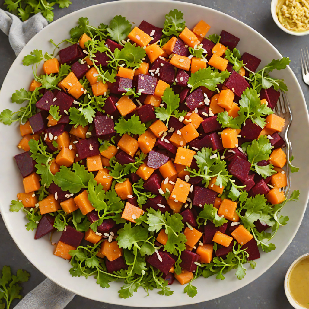 Diced Beet and Carrot Salad with Tangy Mustard Dressing