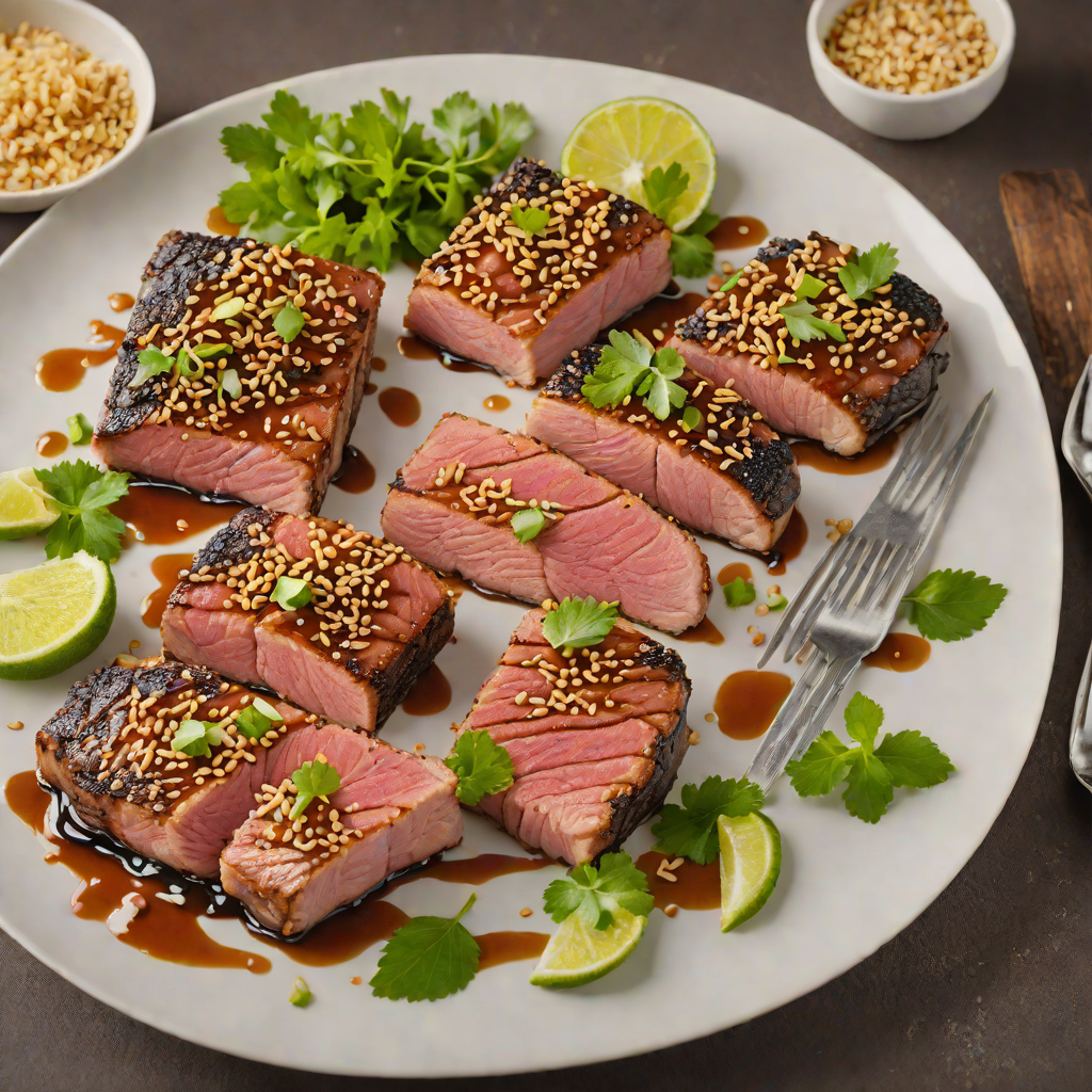 Seared Sesame-Crusted Tuna Steaks with Ginger-Soy Glaze