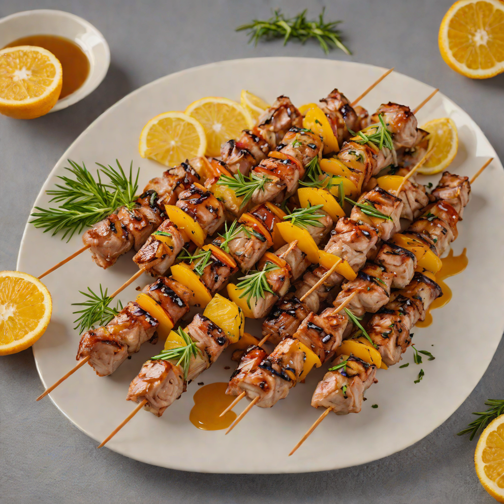 Grilled Citrus-Glazed Pork Skewers with Garlic and Rosemary