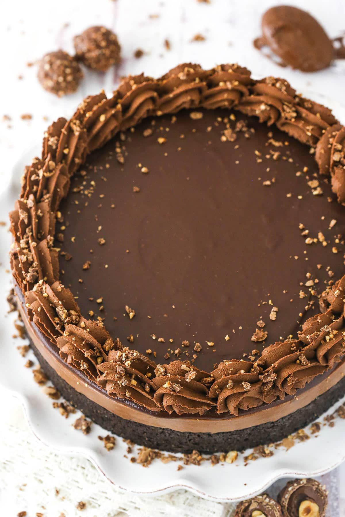 No-Bake Nutella Cheesecake with Chocolate Ganache