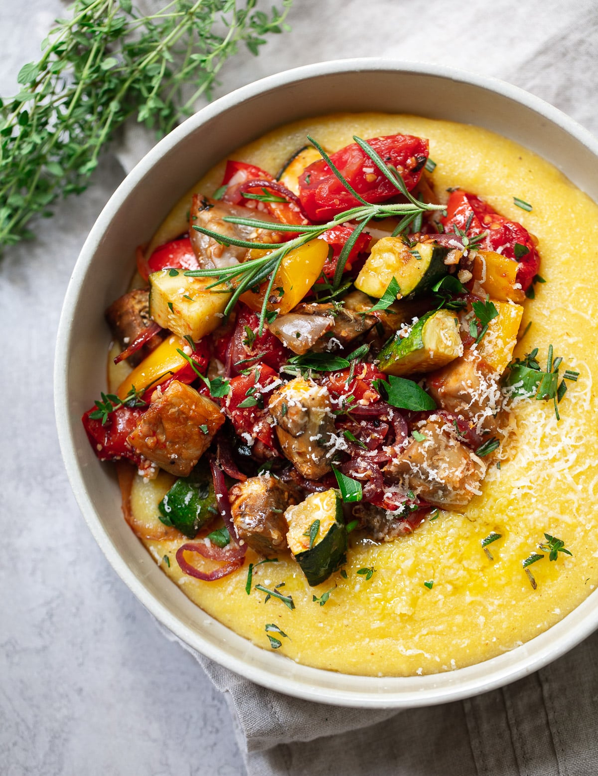 Oven-Baked Polenta with Sun-Dried Tomatoes and Parmesan
