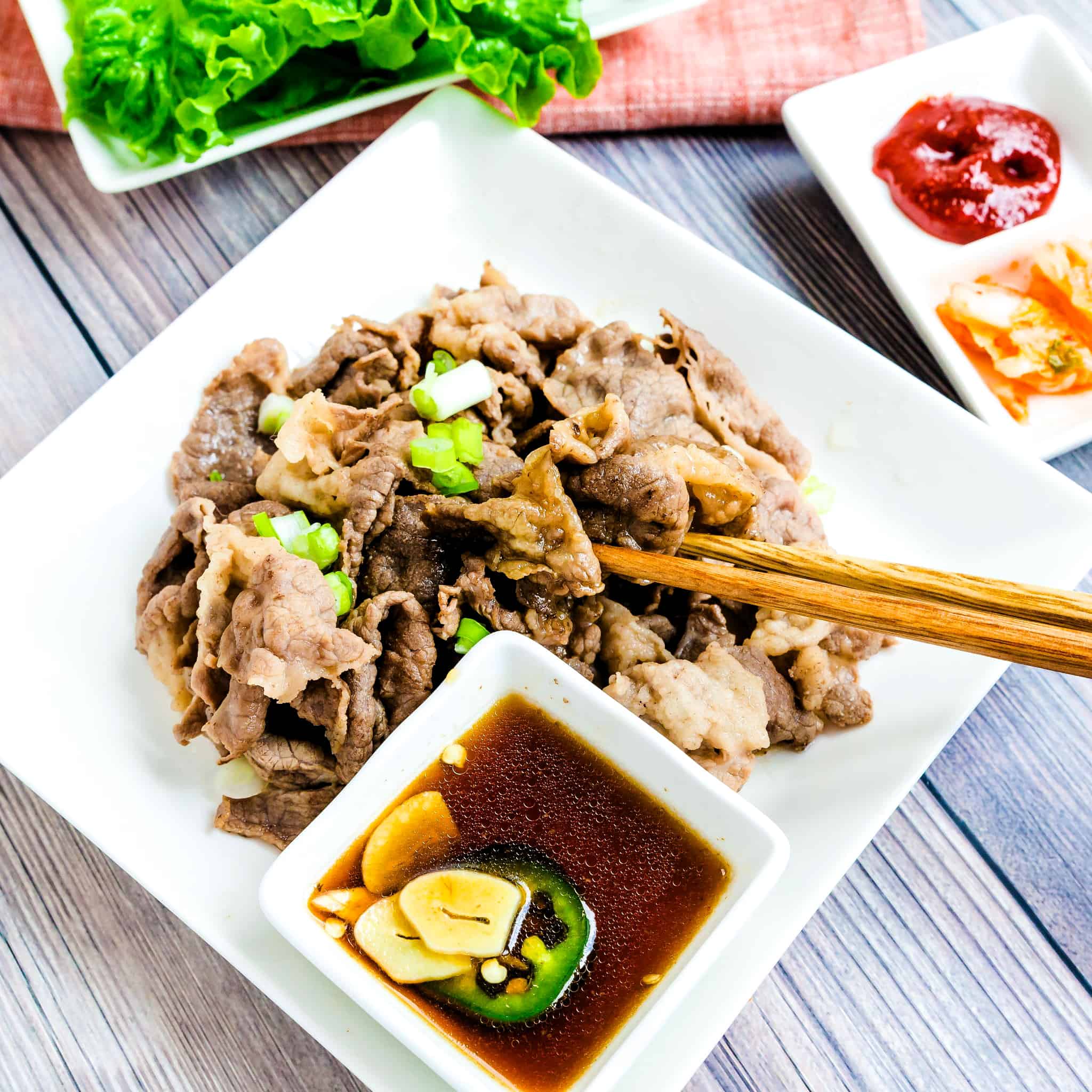 Pan-Seared Korean BBQ Beef with Scallion Sesame Sauce