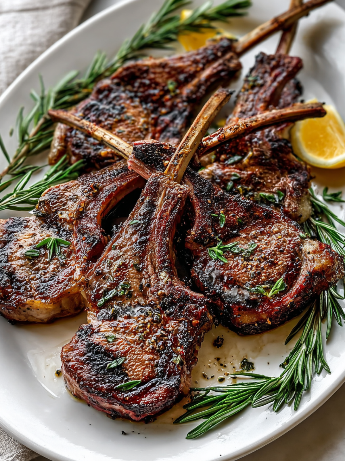 Crisp Grilled Lamb Chops with Rosemary and Garlic Butter