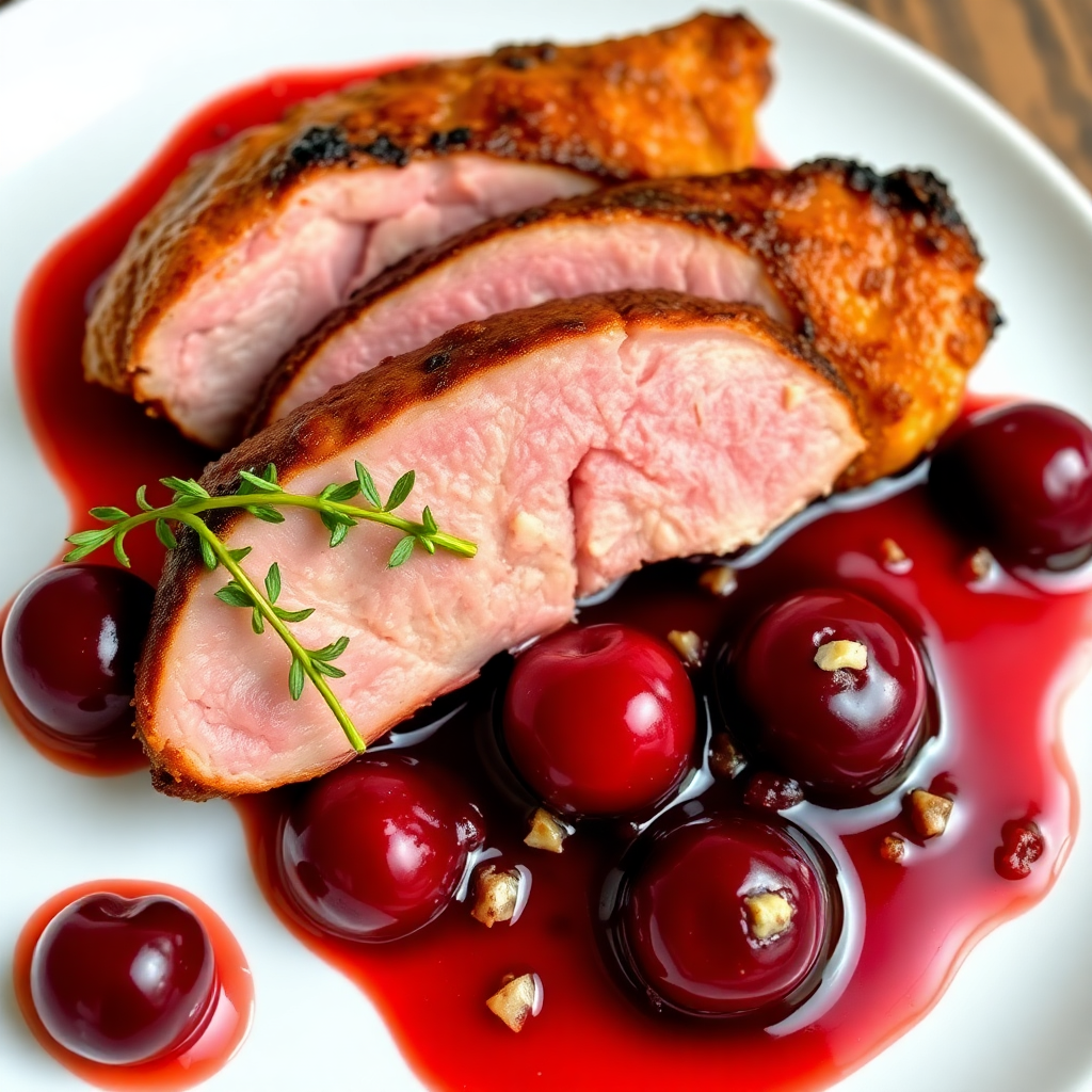 Pan-Seared French Duck Breast with Cherry Gastrique