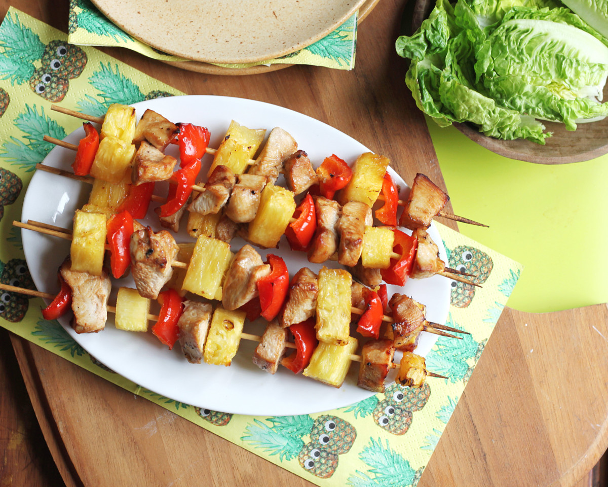 Hawaiian-Style Coconut-Glazed Chicken Skewers
