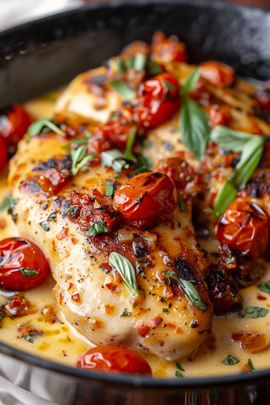 Pan-Seared Chicken with Spicy Tomato and Olive Ragout