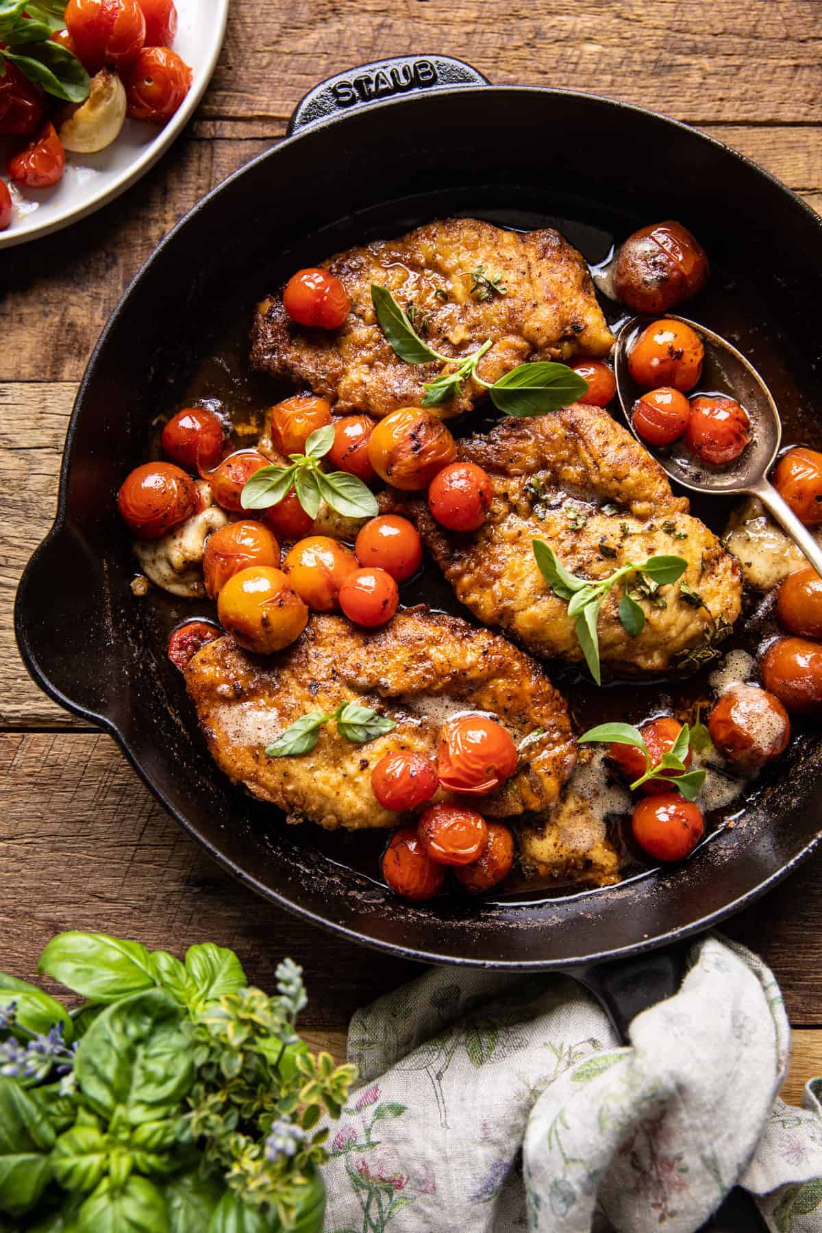 Pan-Seared Chicken with Balsamic Glaze and Roasted Cherry Tomatoes