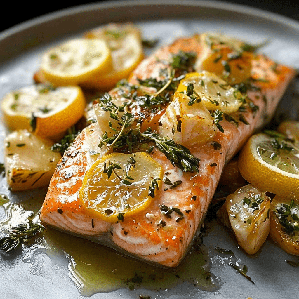 Baked Italian Herb-Rubbed Salmon with Lemon