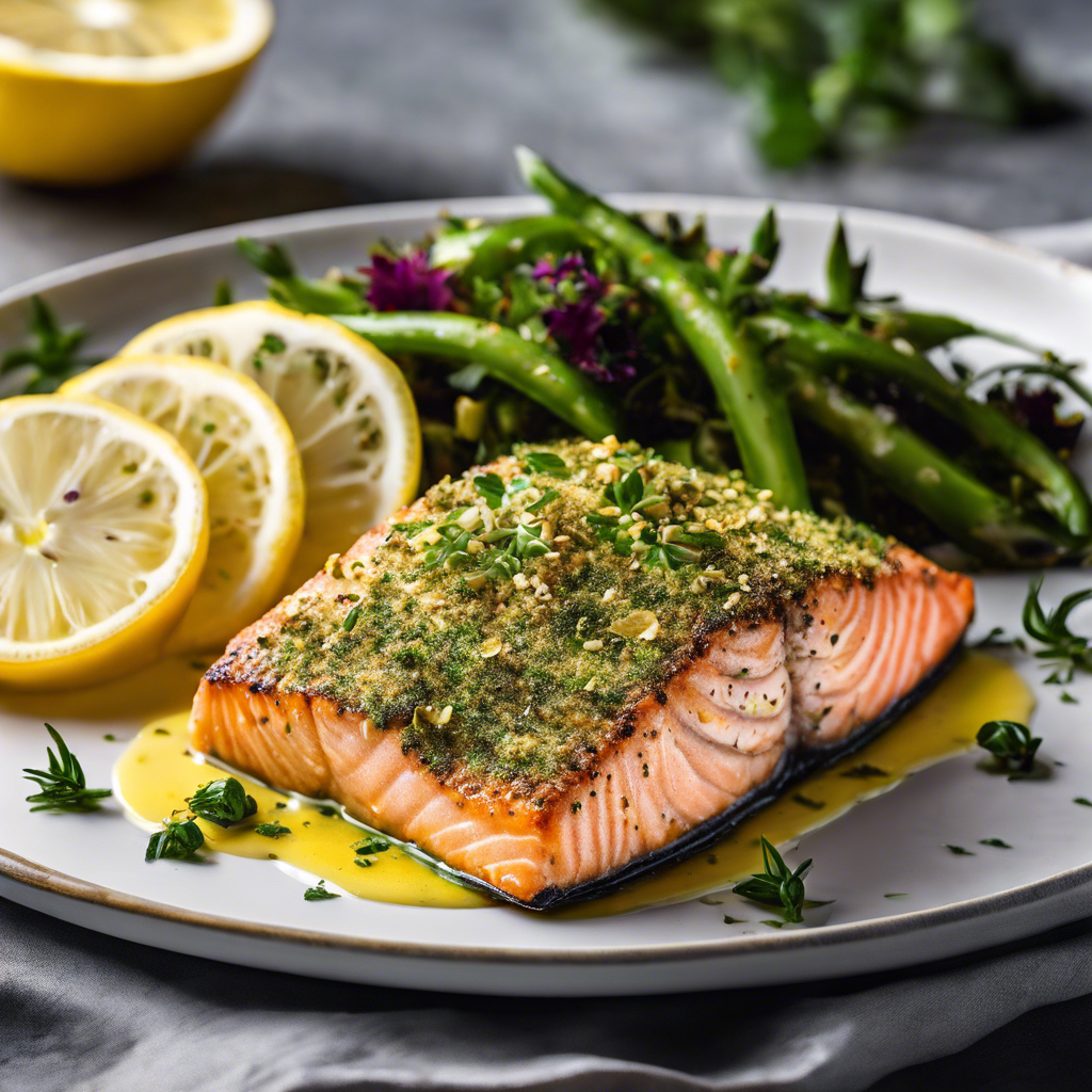 Baked Italian Herb-Crusted Salmon with Lemon Butter