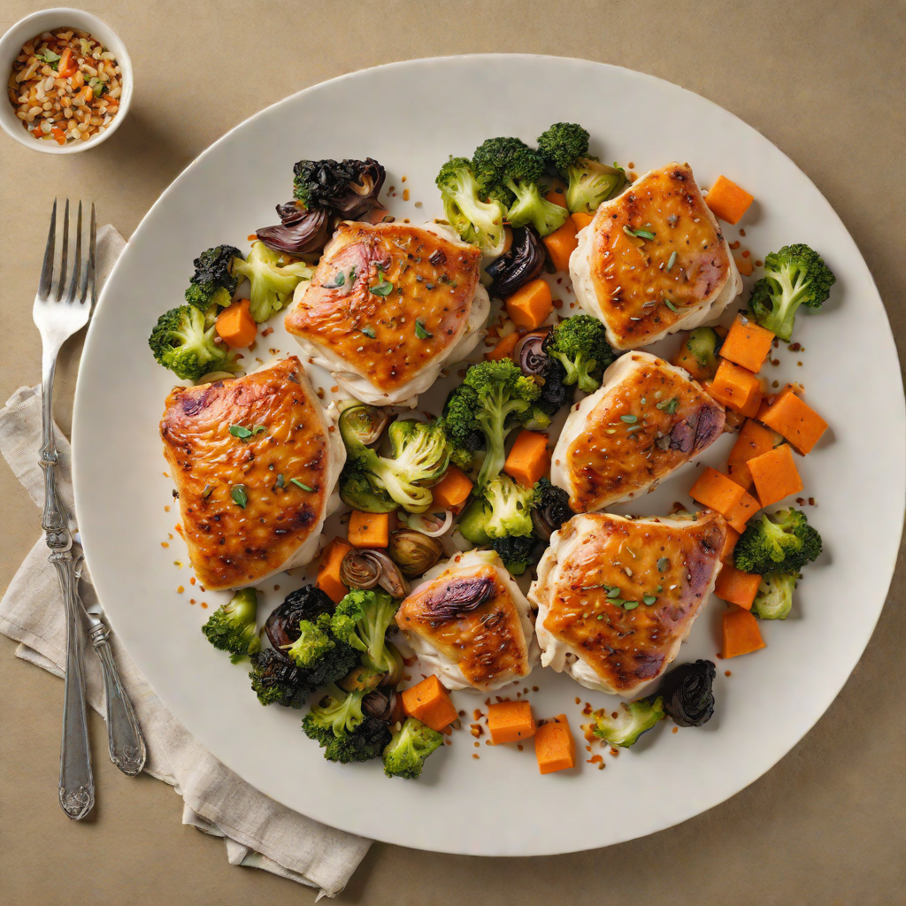 Pan-Seared Chicken Thighs with Roasted Brussels and Carrot Medley