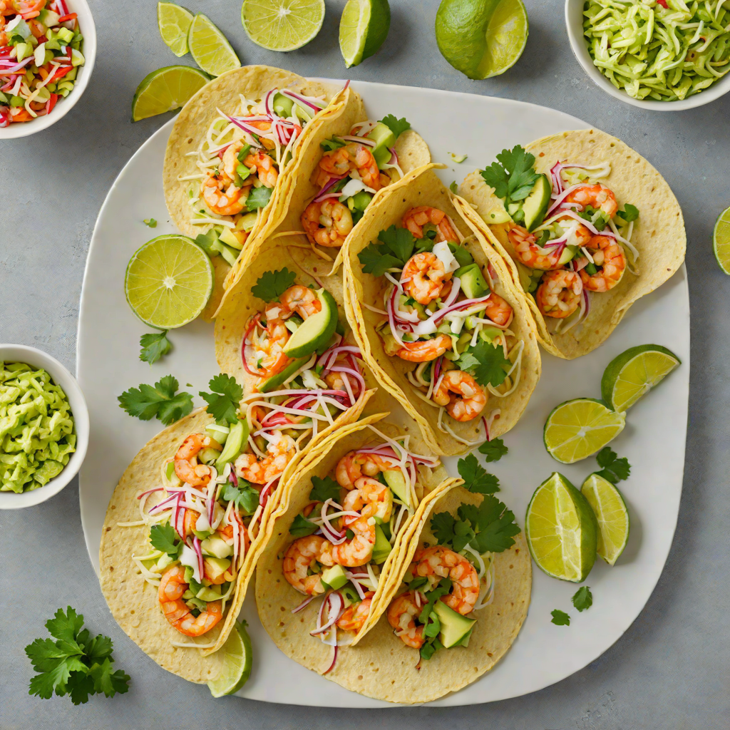 Garlic-Butter Shrimp Tacos with Avocado Slaw