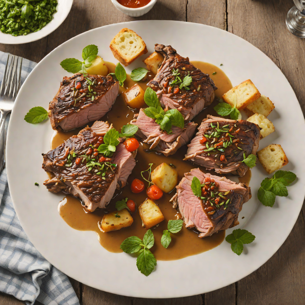 Slow-Roasted Lamb Shoulder with Damper Bread and Mint Sauce