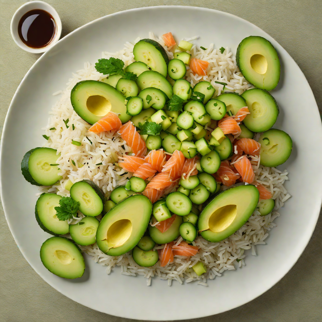 Sushi-Style Avocado and Cucumber Rice Bowl