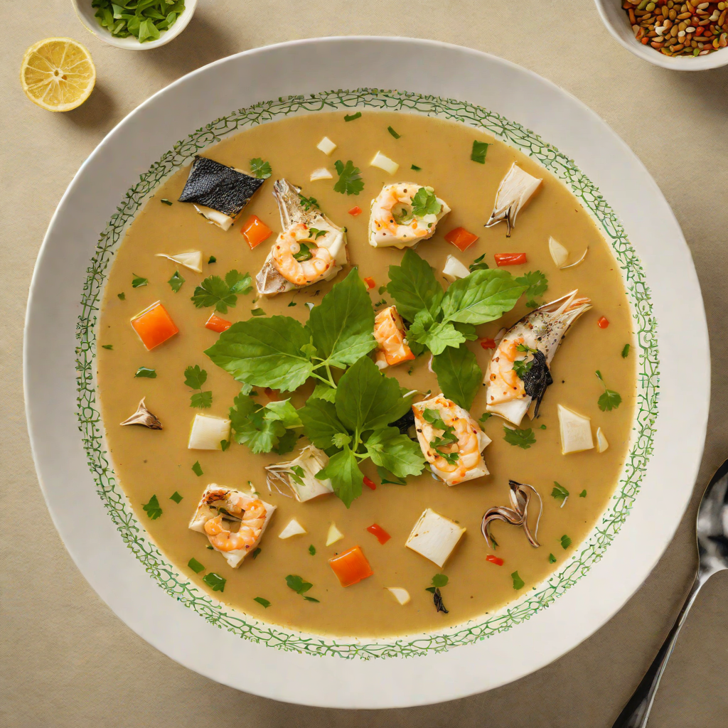 Spiced Fish Soup with Lemongrass and Burmese Herbs