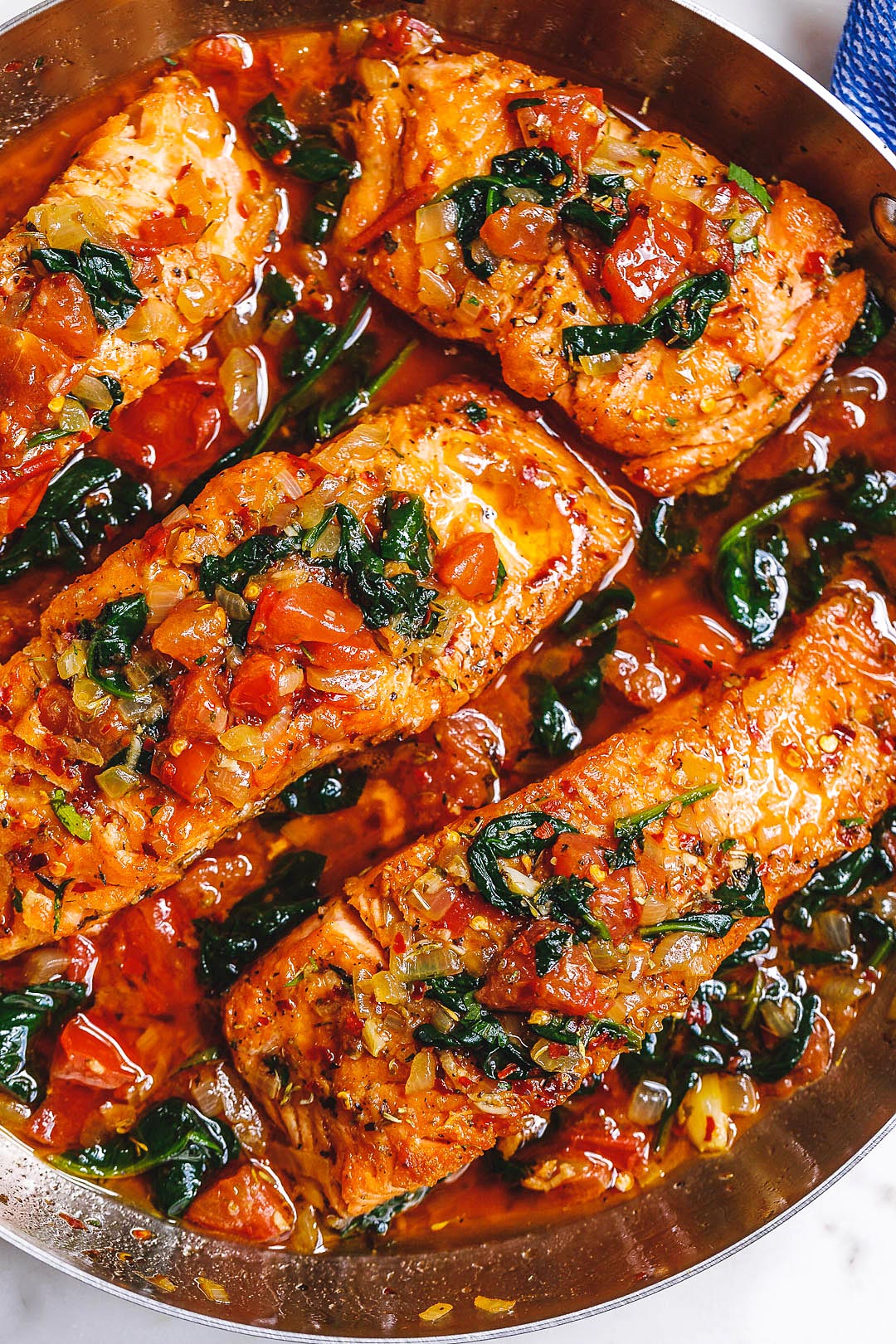 Tuscan Garlic Salmon with Spinach and White Beans