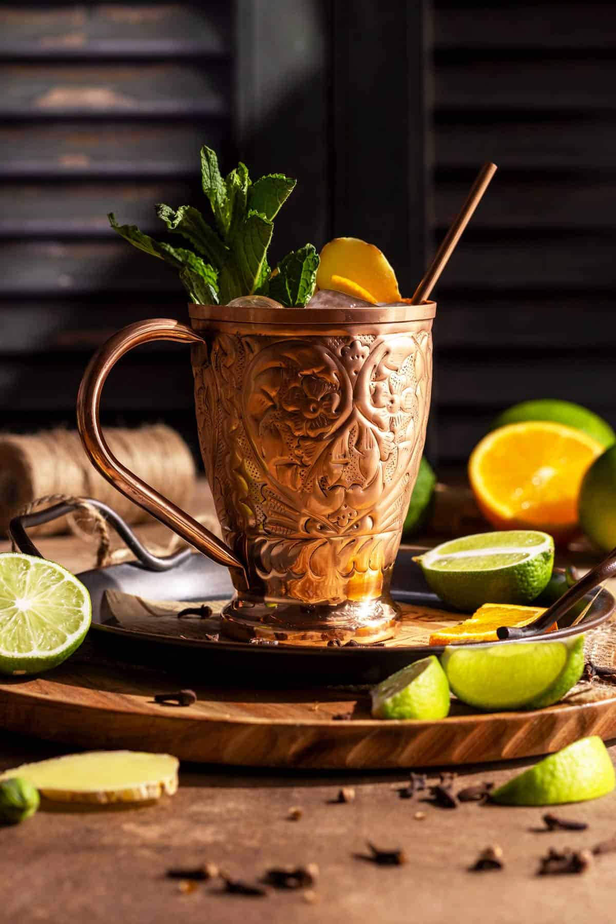 Ginger-Lime Rum Mule with Fresh Mint