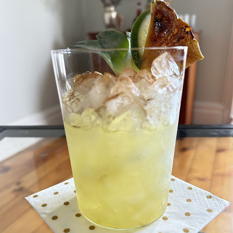 Pineapple and Mint Swizzle with Spiced Rum