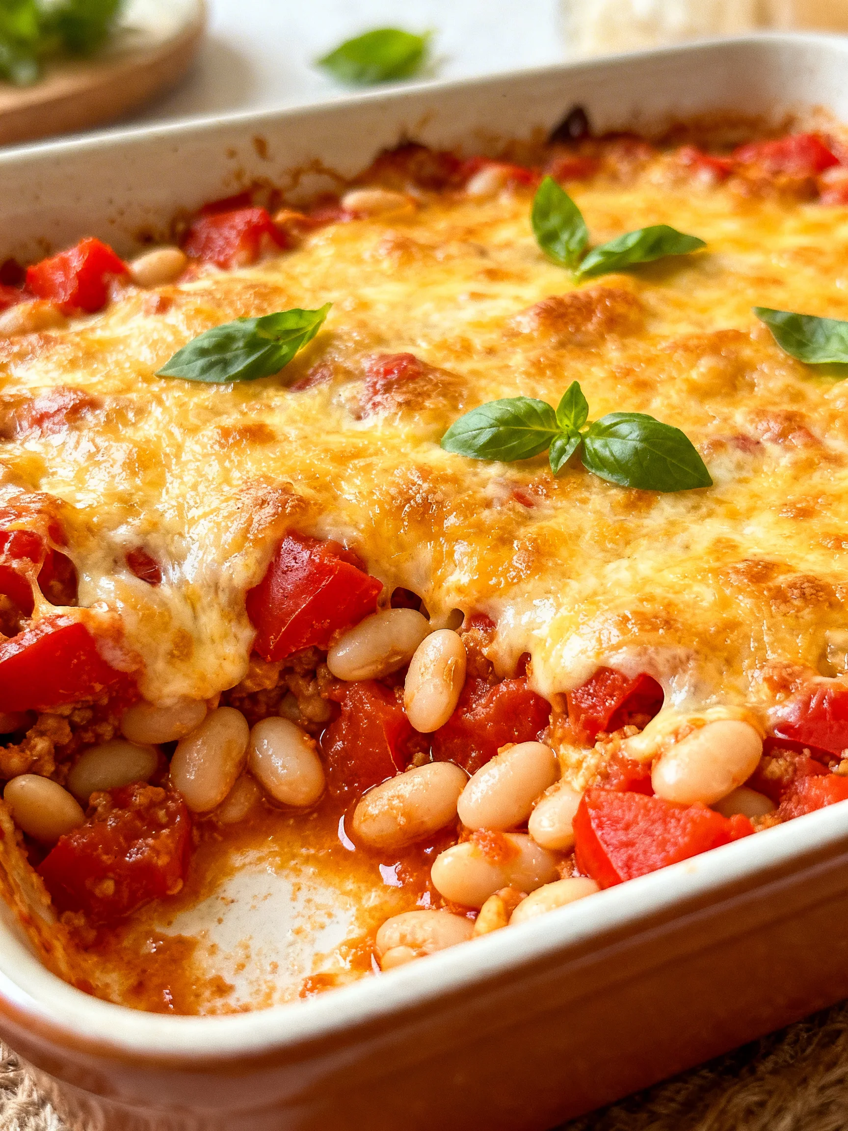 Easy Cheesy White Bean and Tomato Bake