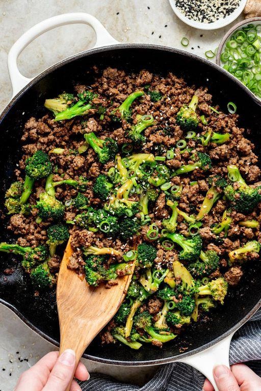 Ginger-Garlic Ground Beef Stir Fry with Scallions