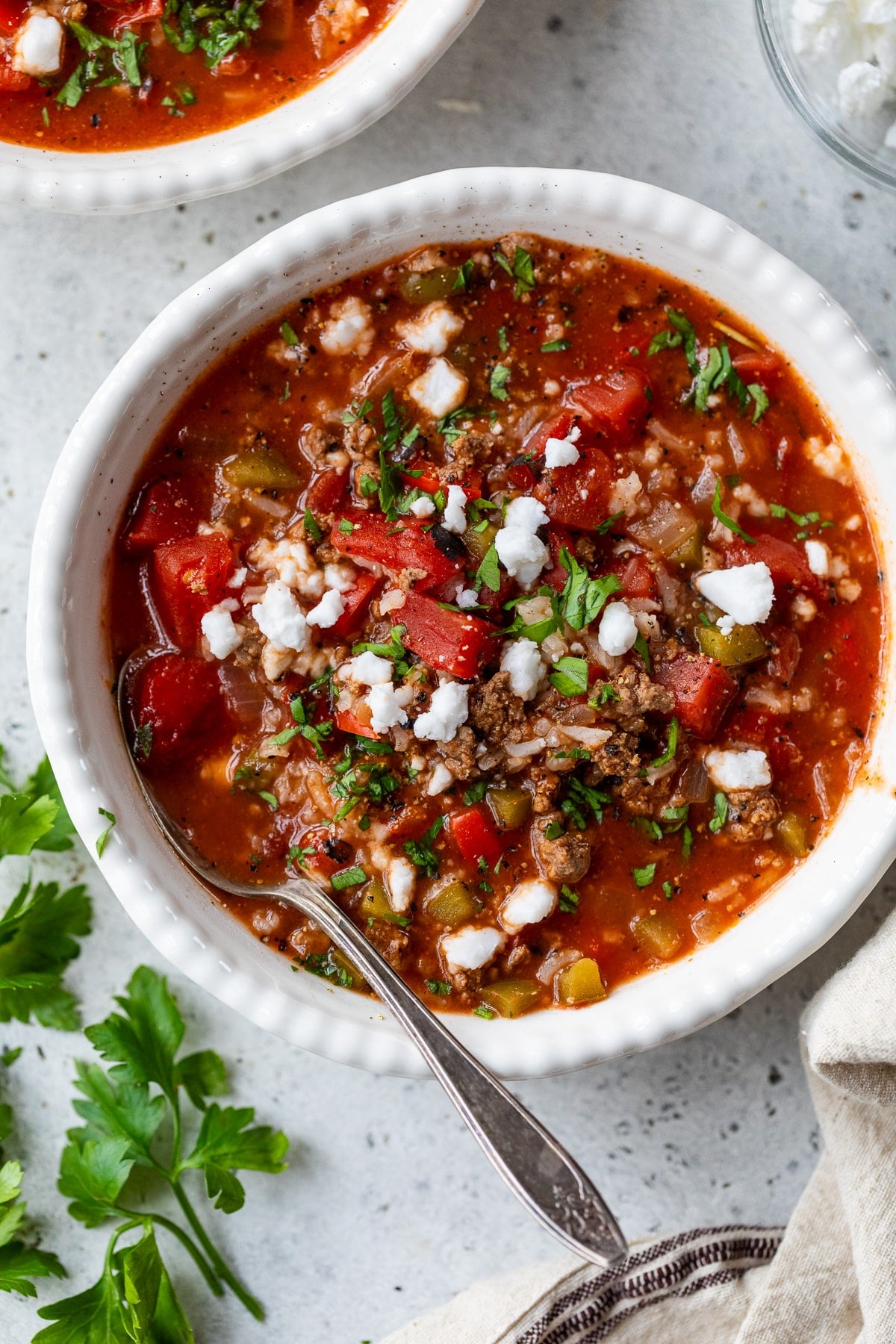One-Pot Stuffed Pepper Soup with Ground Beef