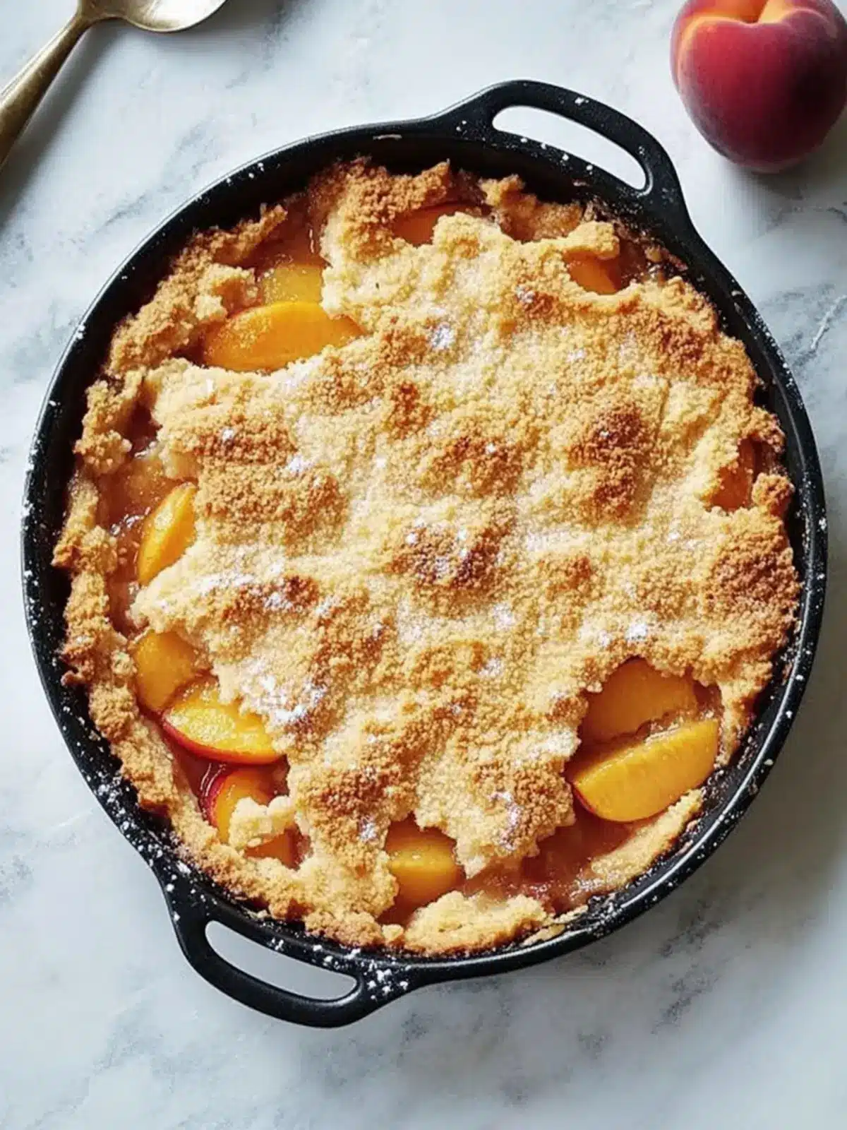 One-Pan Honey Bourbon Peach Cobbler