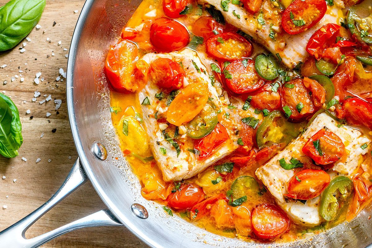 Pan-Seared Tilapia with Tomato and Onion Escabeche