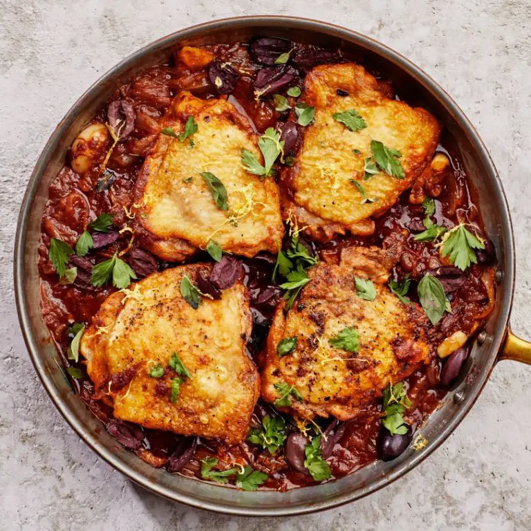Greek-Style Olive Oil Braised Chicken with Onions