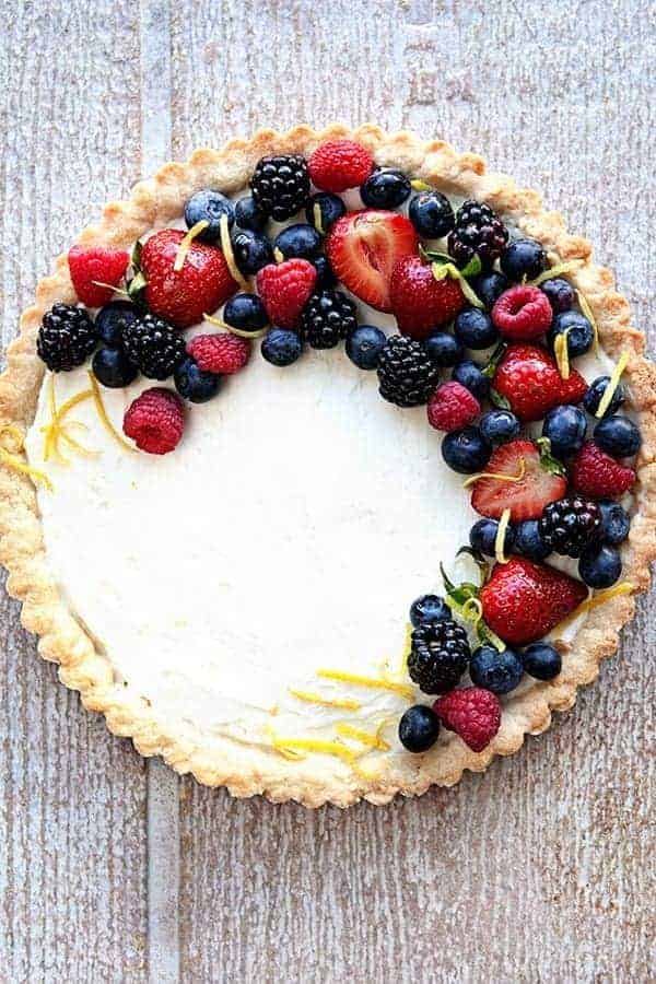 Skillet-Baked Berry Mascarpone Tart with Honey Glaze