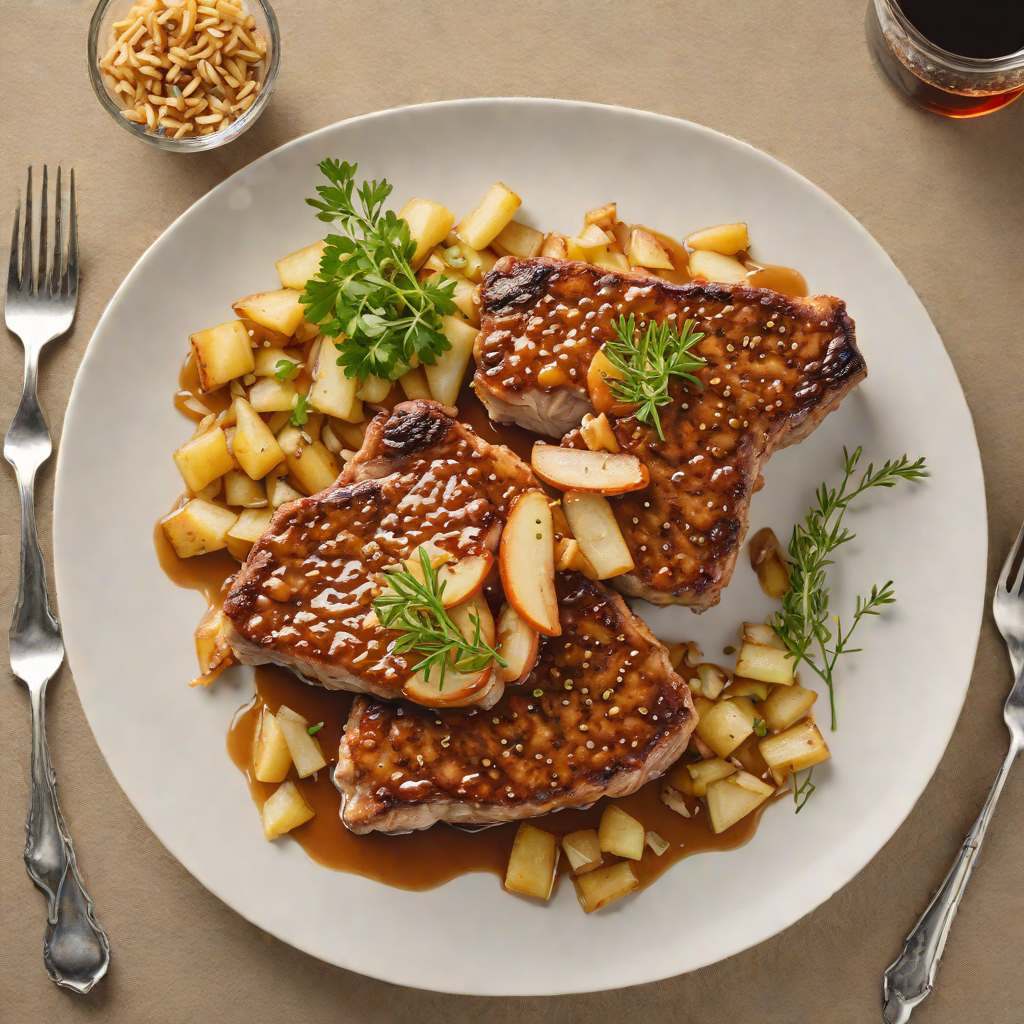 Whiskey-Glazed Pork Chops with Apple-Onion Sauté