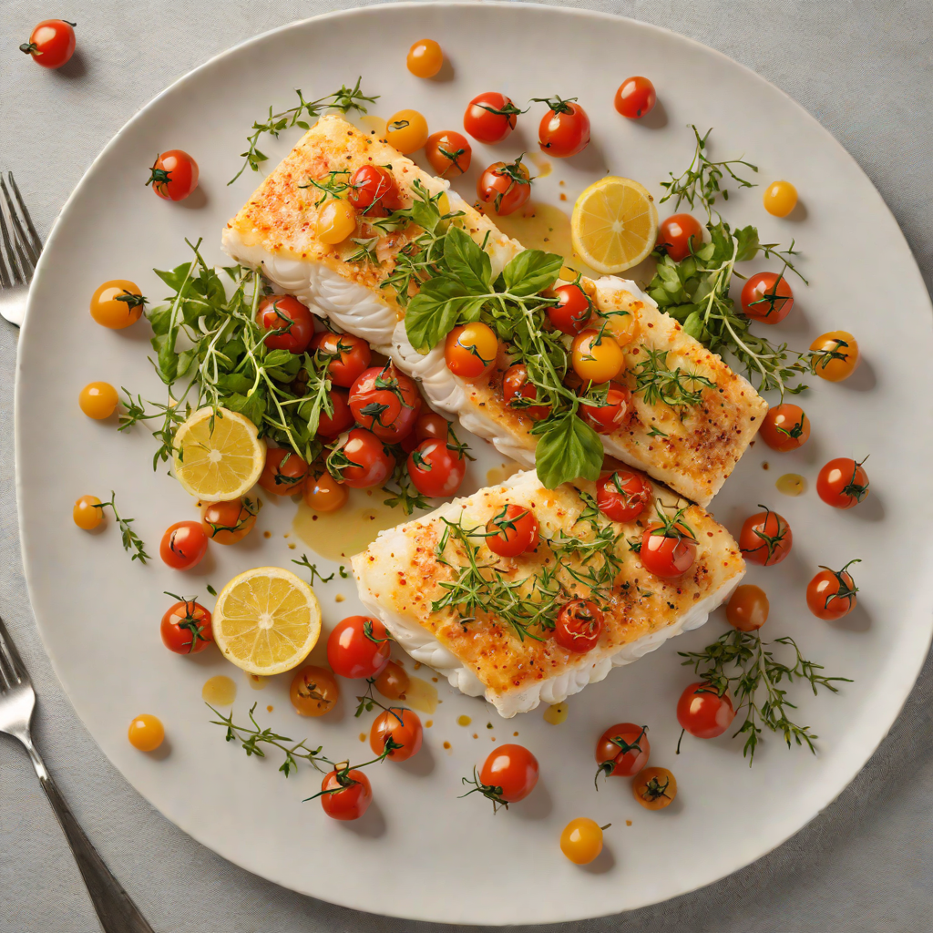 Baked Lemon-Thyme Cod with Roasted Cherry Tomatoes