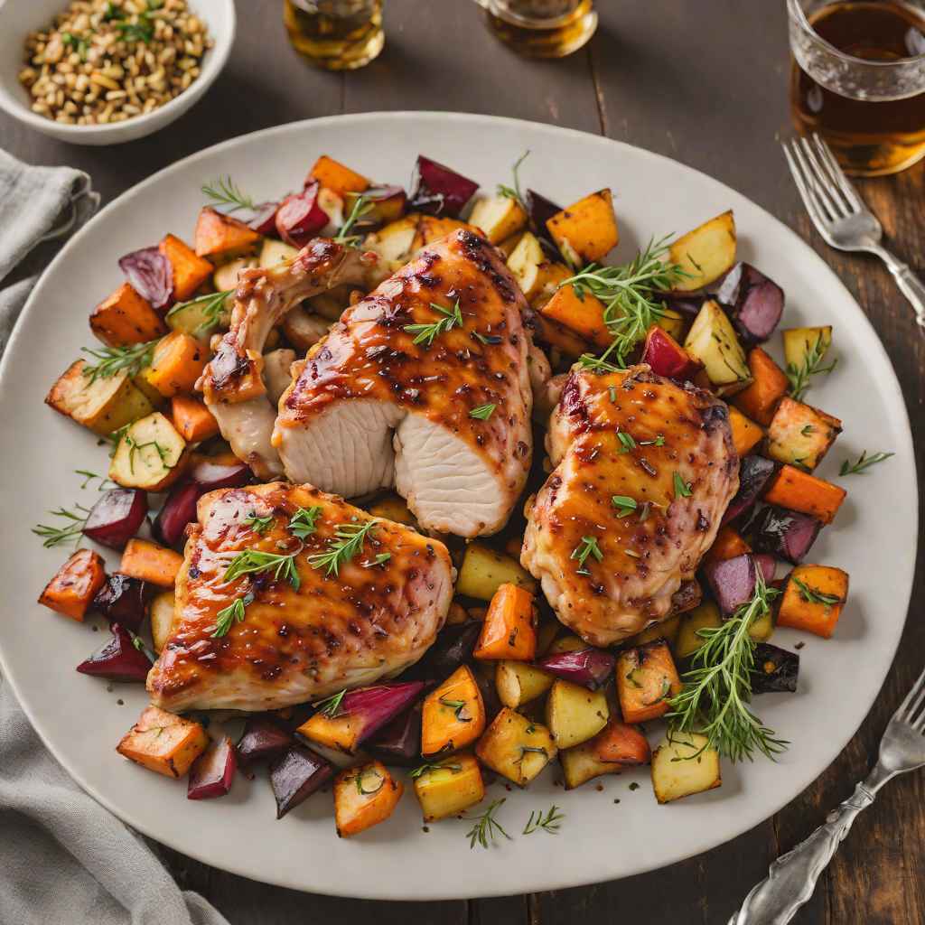 Sheet Pan Bourbon-Glazed Chicken with Roasted Root Vegetables