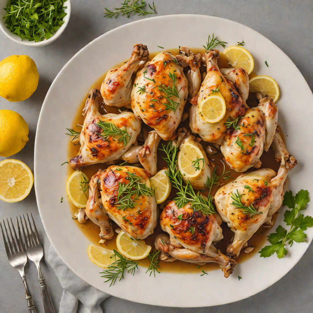 Lemon-Vinegar Braised Chicken with Garlic and Thyme
